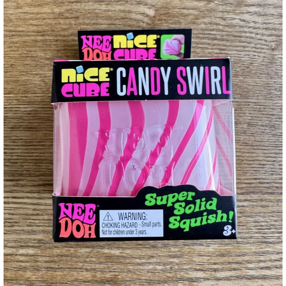 NeeDoh Nice Cube Candy Swirl Candy Cane Pink White Schylling NIB Rare